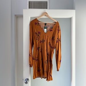 Wild Fable Orange Floral Long Sleeve Dress